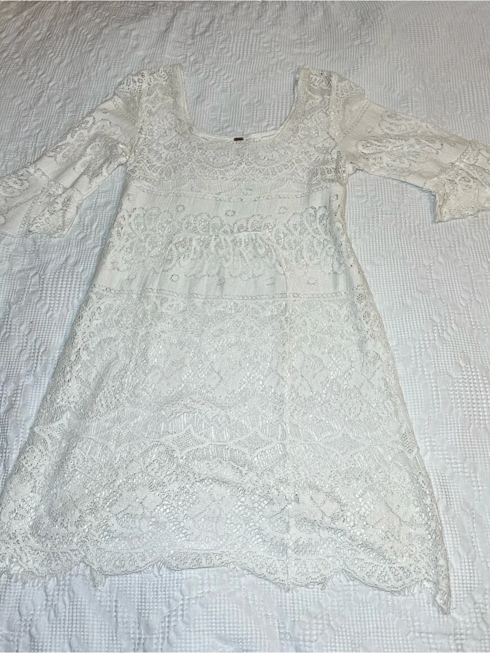 Free People White Lace Overlay Dress